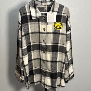 Women's Plaid Button Down Shirt - Black and Gray
